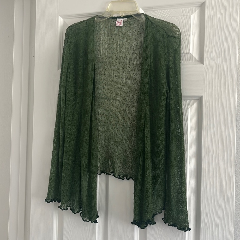 Fairycore Green Mesh Cardigan with Lettuce Hem!